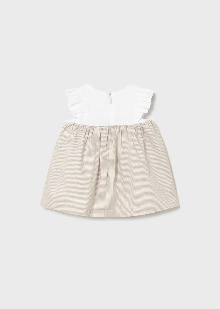 Newborn Girl Dress | Oat Stripe