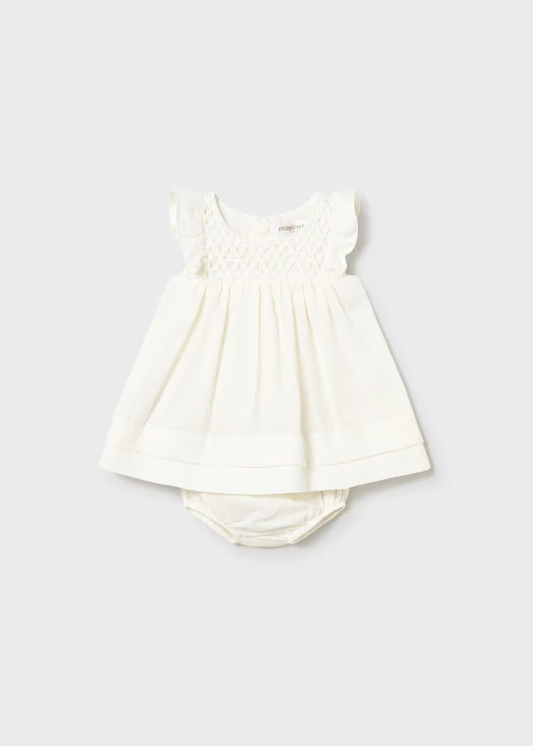 Newborn Girl Dress with Bloomers | Ivory