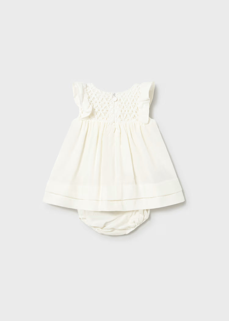 Newborn Girl Dress with Bloomers | Ivory