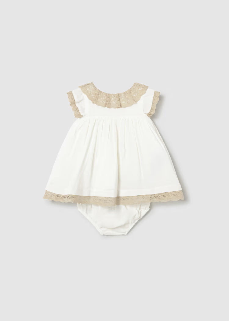 Newborn Girl Dress with Bloomers | White