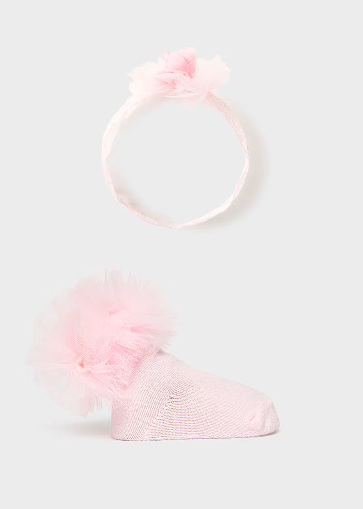 Newborn Girl Headband and Sock Set