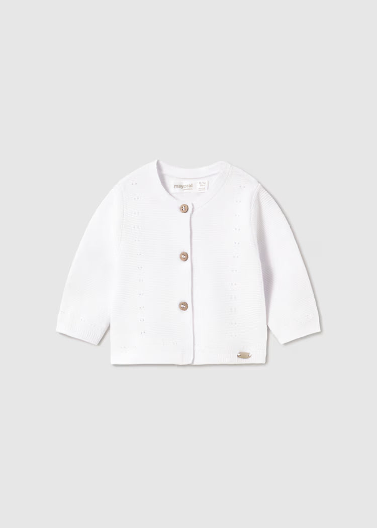 Newborn Girl Knit Cardigan | White