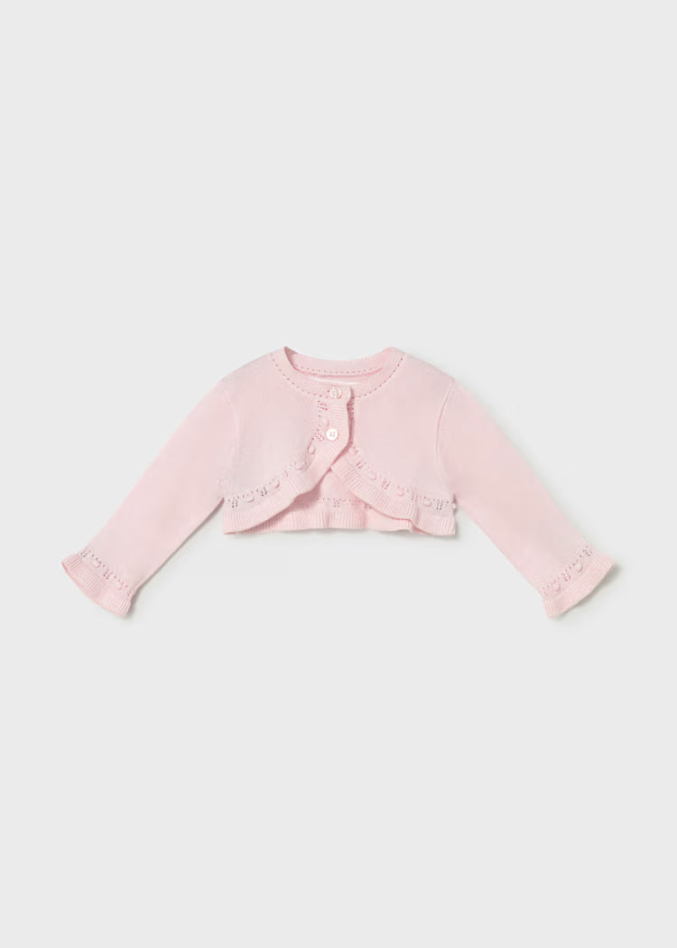 Newborn Girl Knit Crop Cardigan | Rose