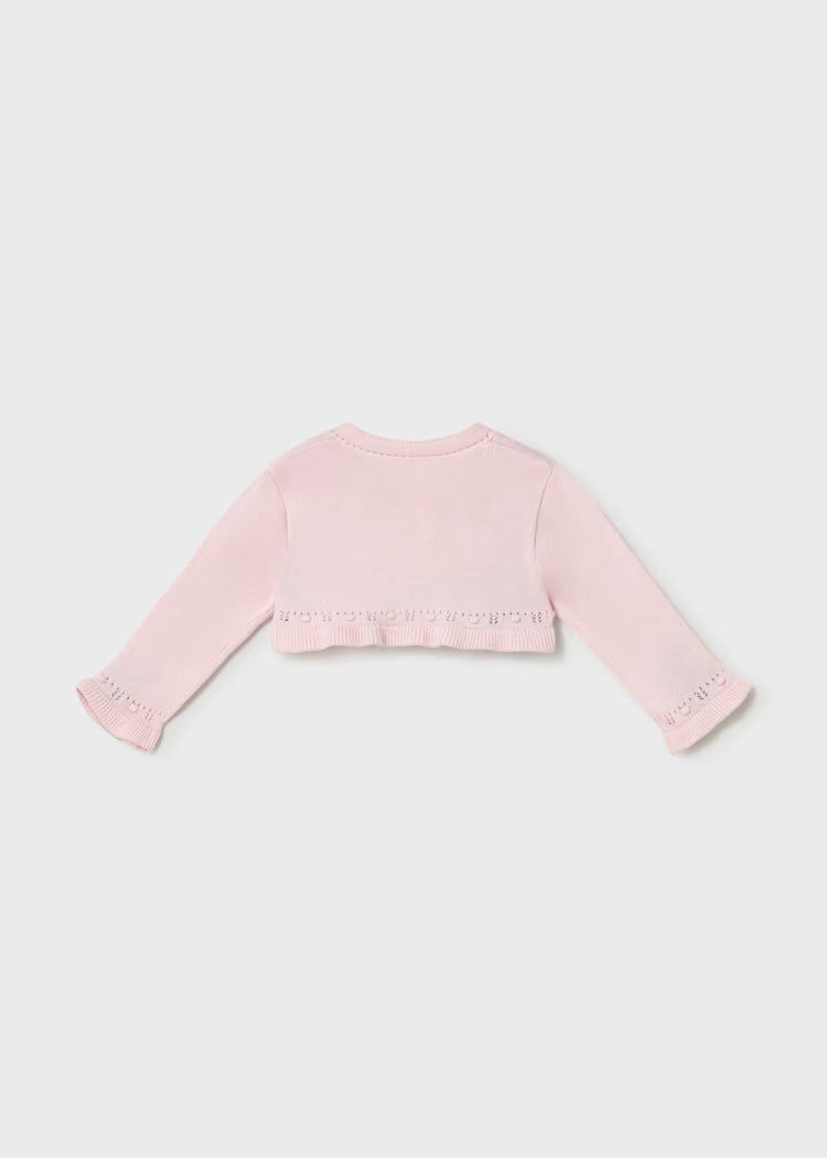 Newborn Girl Knit Crop Cardigan | Rose