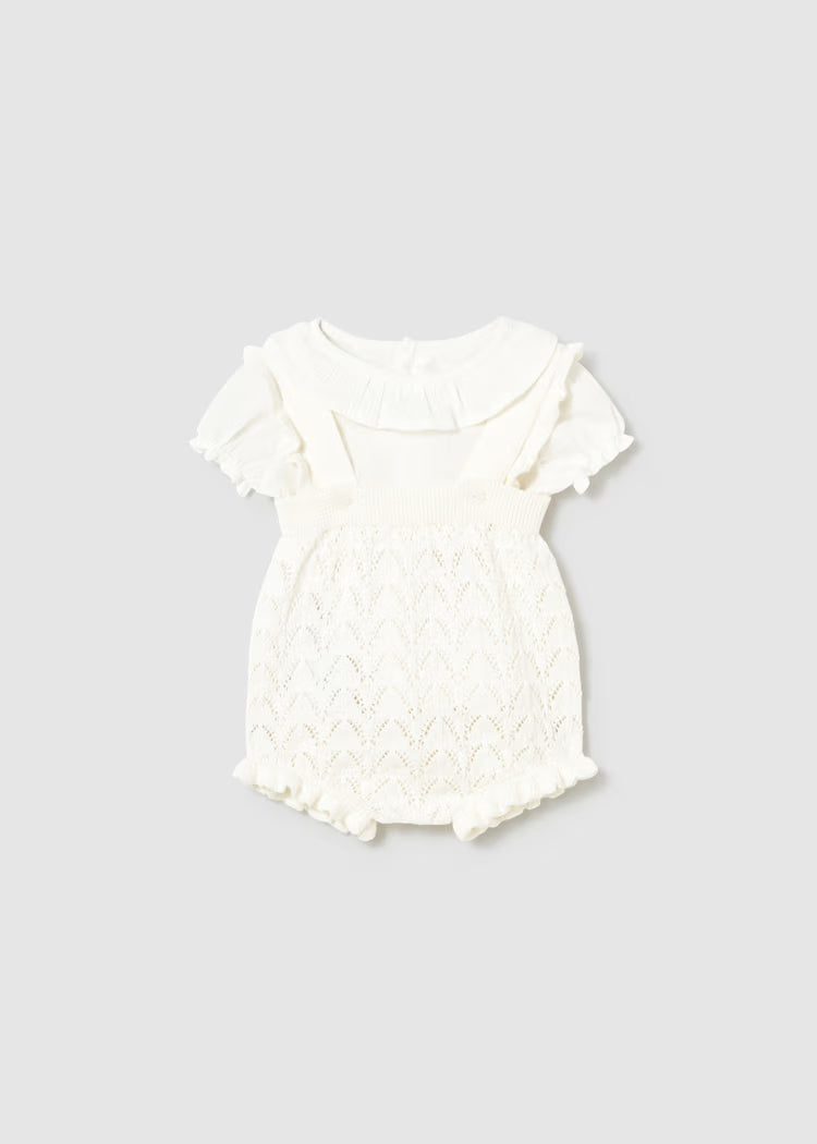 Newborn Girl Knit Romper Set | Ivory