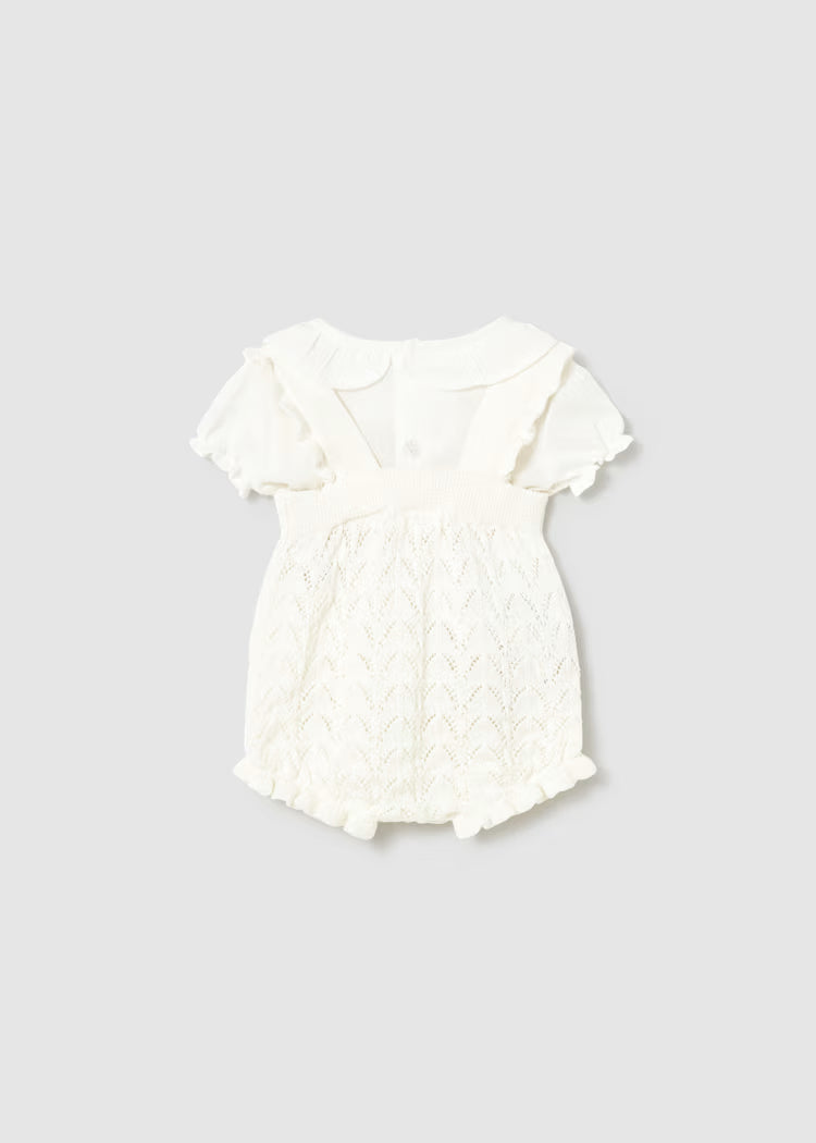 Newborn Girl Knit Romper Set | Ivory