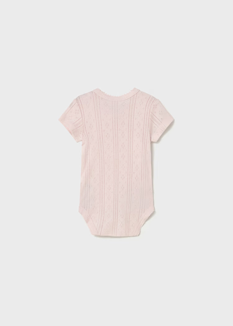 Newborn Girl Pointelle Bodysuit | Rose or White