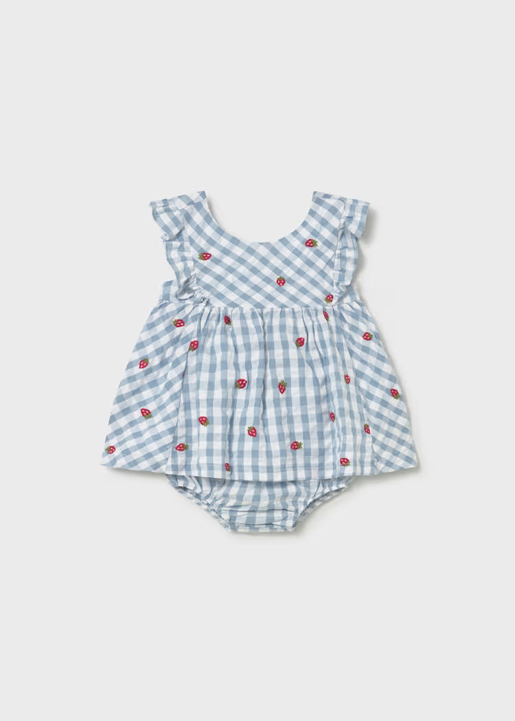 Newborn Girl Dress | Plaid with Strawberries