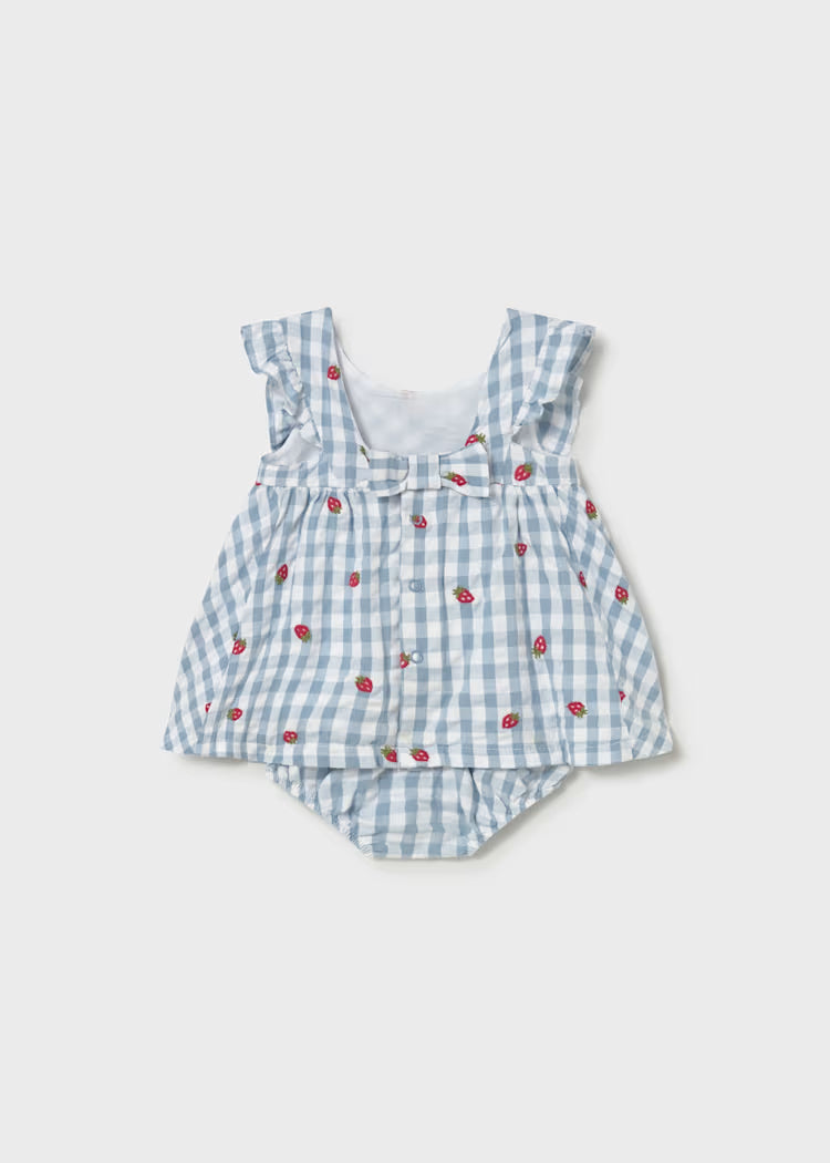 Newborn Girl Dress | Plaid with Strawberries