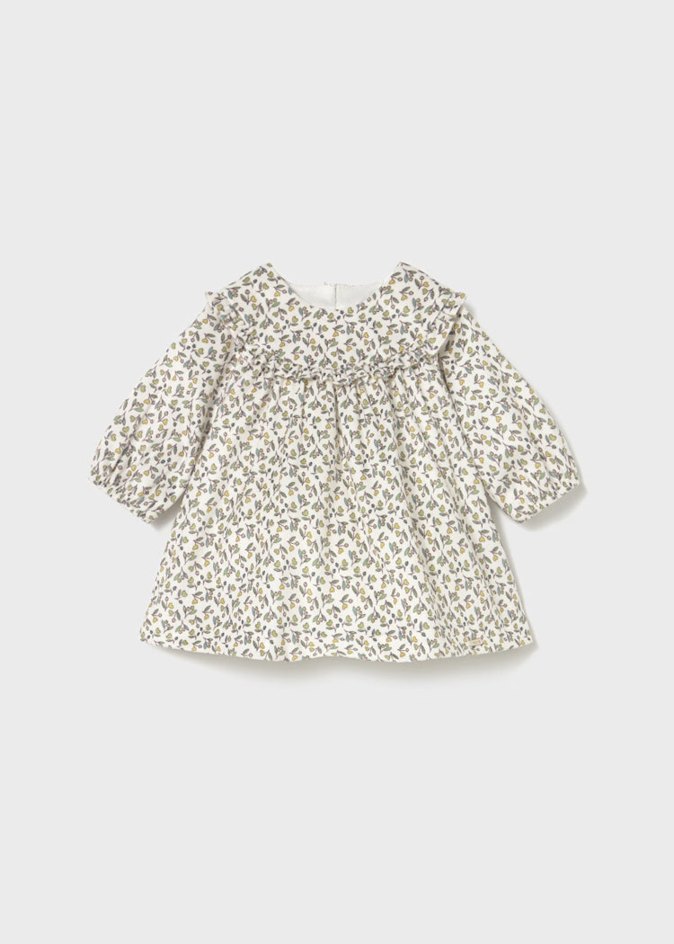 Newborn Girl Printed Velvet Dress | Olive