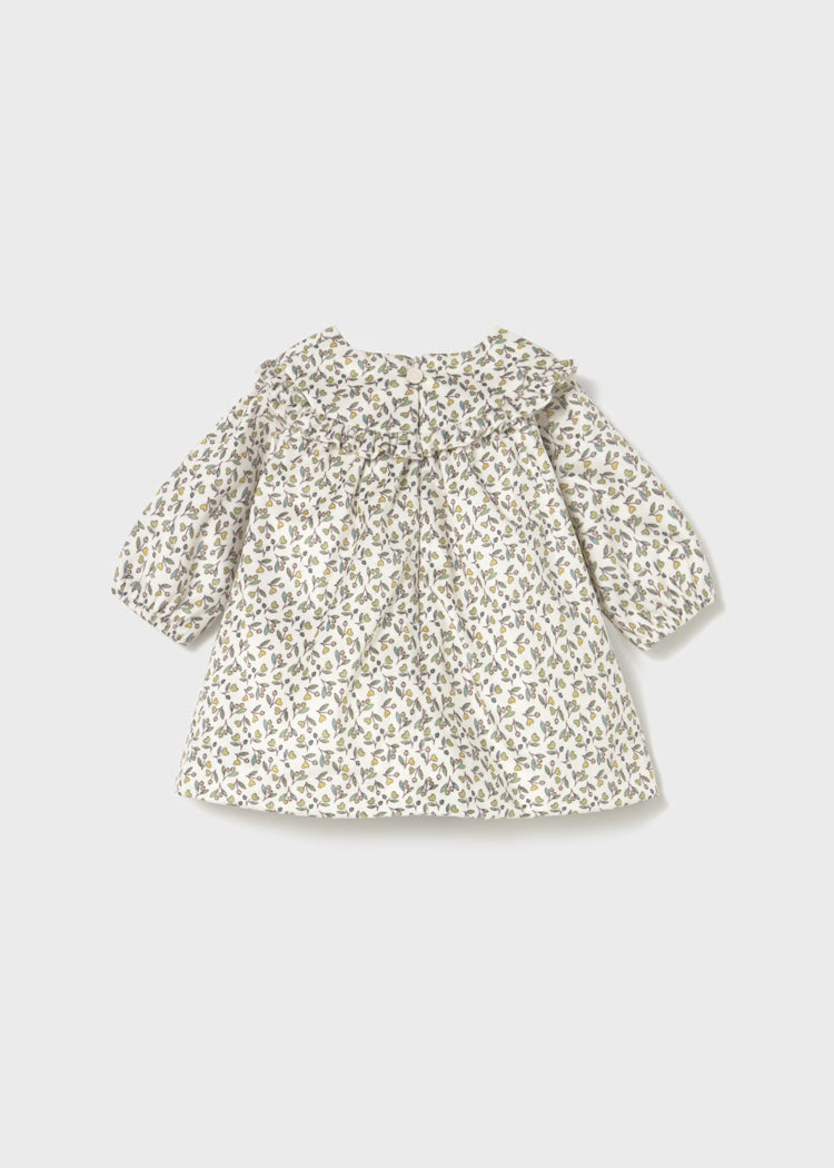 Newborn Girl Printed Velvet Dress | Olive