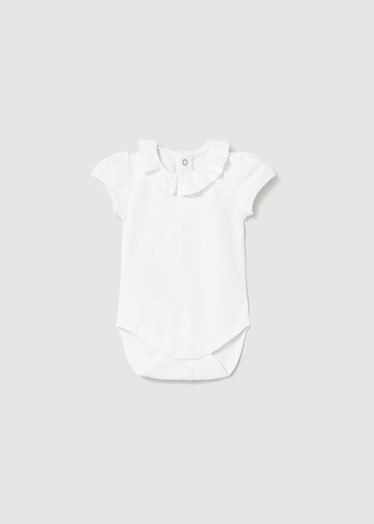 Newborn Girl Ruffled Bodysuit | White