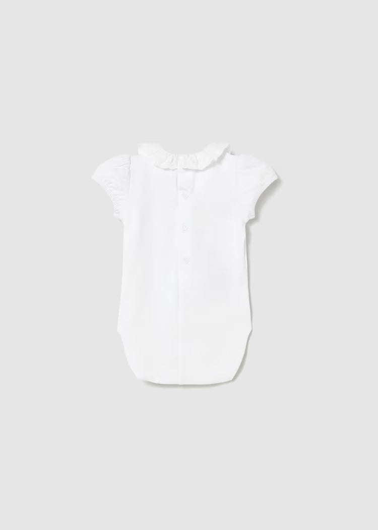 Newborn Girl Ruffled Bodysuit | White
