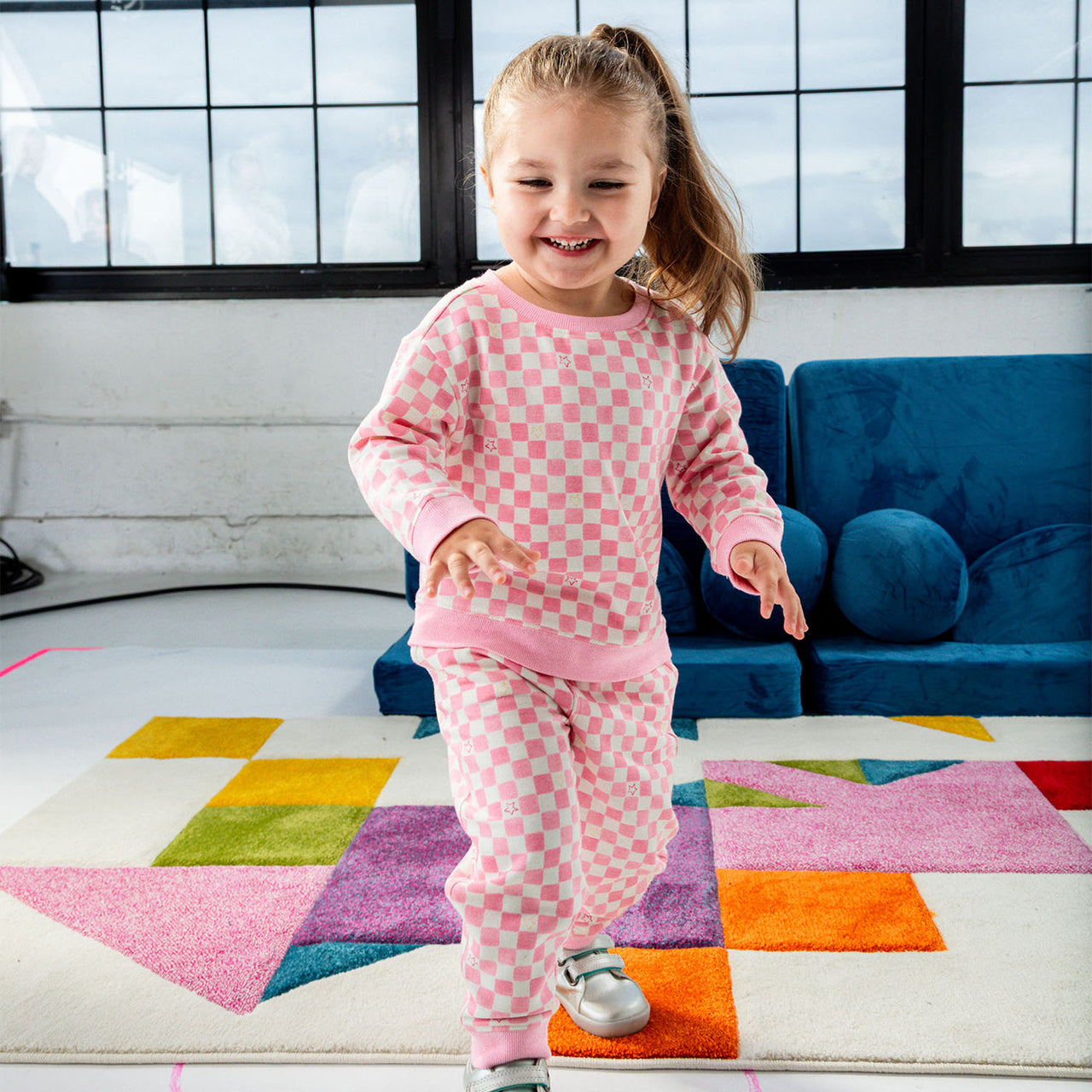 Magnetic Me Brushed Fleece Sweatsuit | Pink Checkerboard