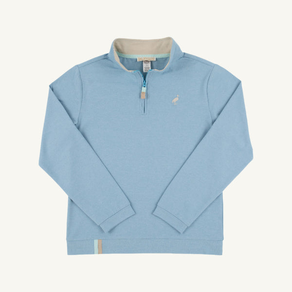 Prepletic Hayward Half Zip | Barrington Blue with Osprey Oatmeal Stork