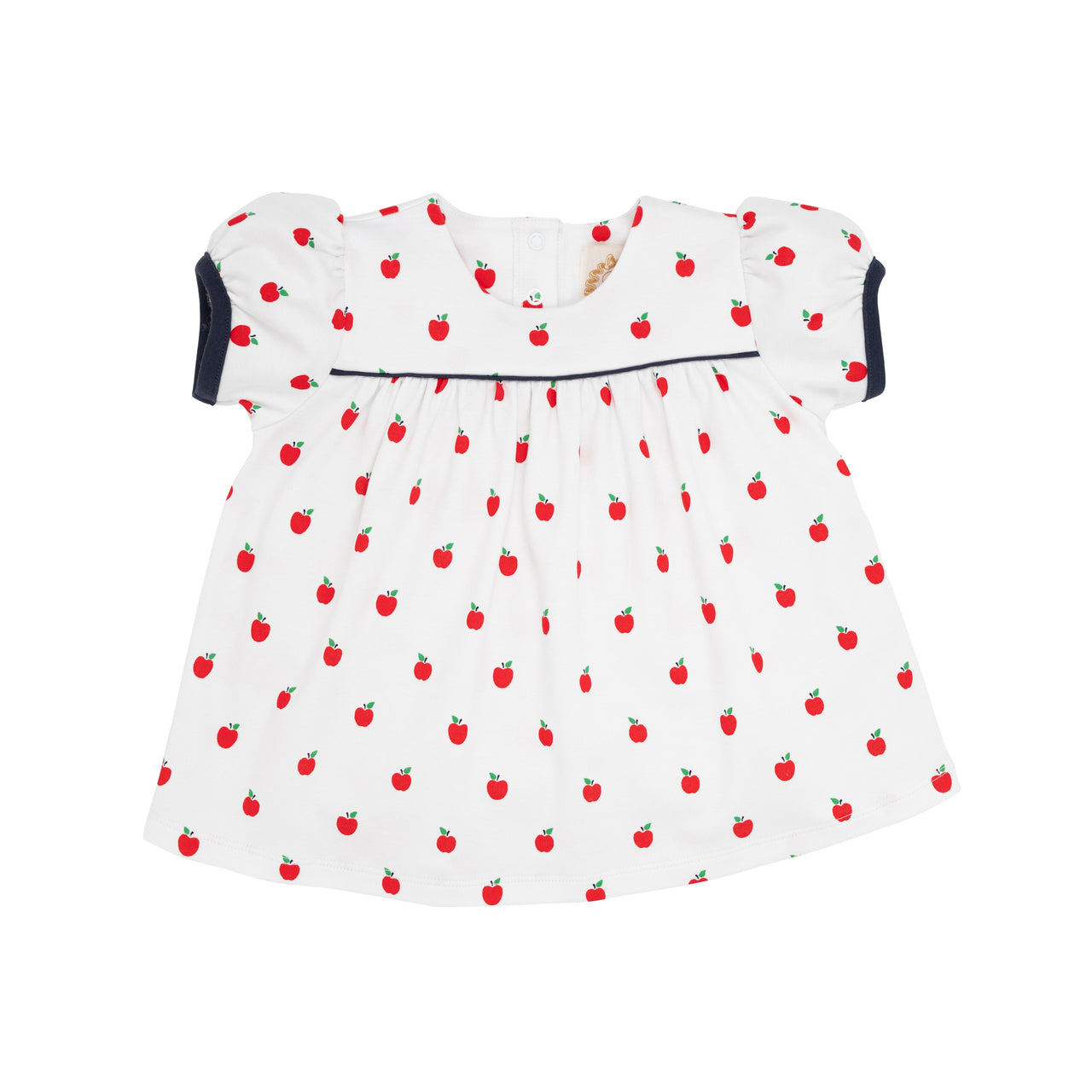 Puff Sleeve Dowell Day Top | Egerton Apples with Nantucket Navy ** FINAL SALE **