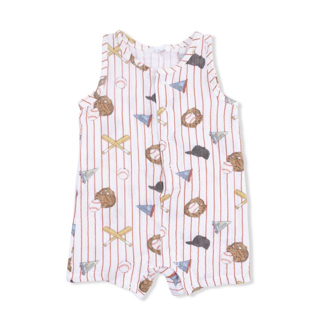 Sleeveless Shortie Romper | Vintage Baseball Stripe