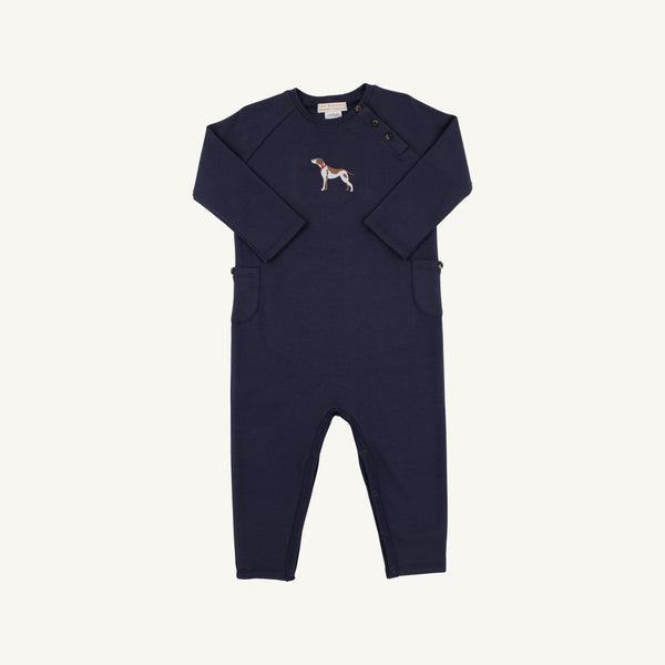 Rayburn Romper | Nantucket Navy with Dog Embroidery