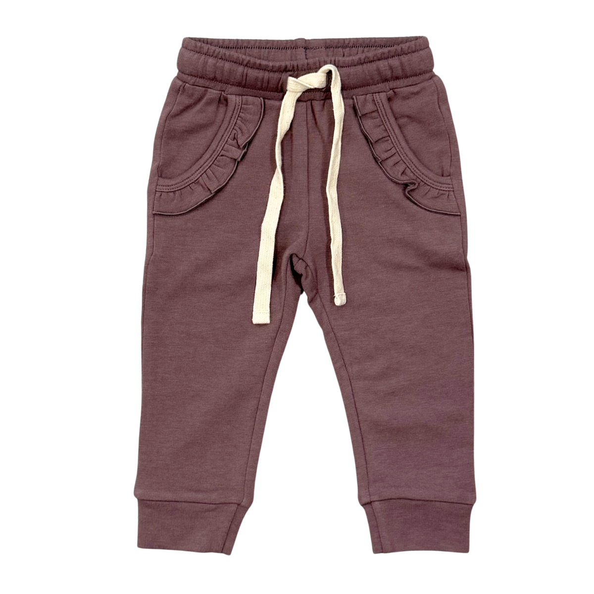 Girl's Ruffle Joggers | Plum