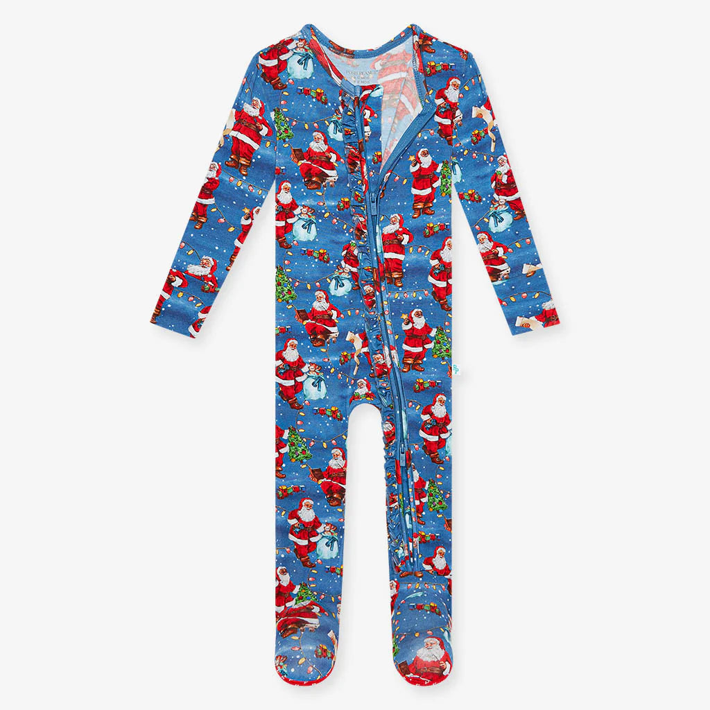 Footie Ruffled Zippered One Piece | Santa Claus **FINAL SALE**