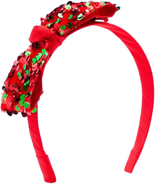 Large Sequin Bowtie on Grosgrain Wrapped Headband