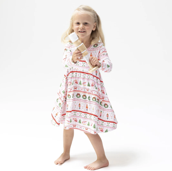 Twirly Long Sleeve Dress | Sugar Plum Fairy Nut Cracker Fair Isle