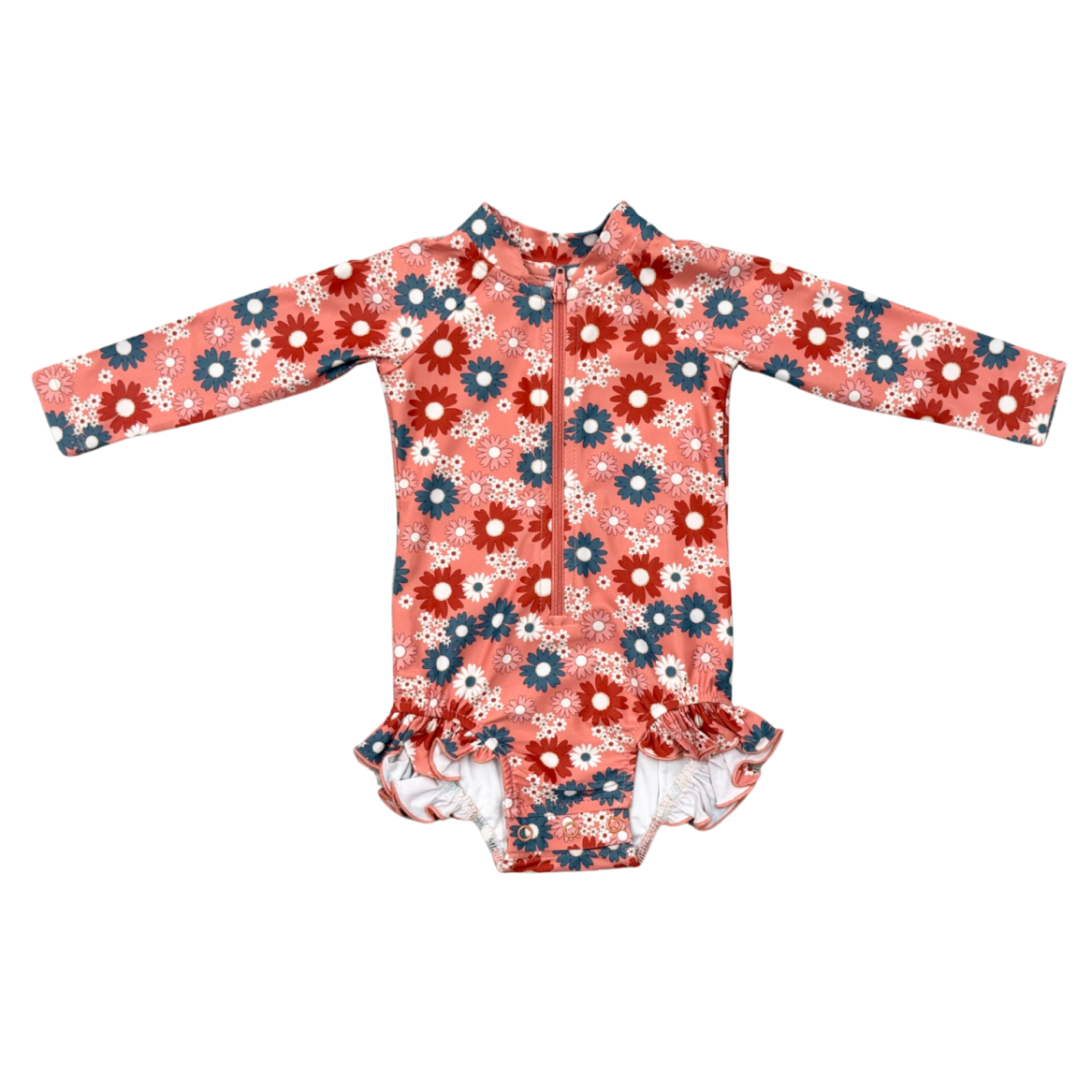 Girl's One-Piece Ruffle Rash Guard Swimsuit | Zoey Daisy