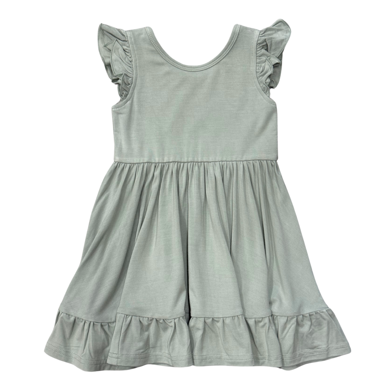 Girl's Sleeveless Twirl  Dress  | Aqua Grey