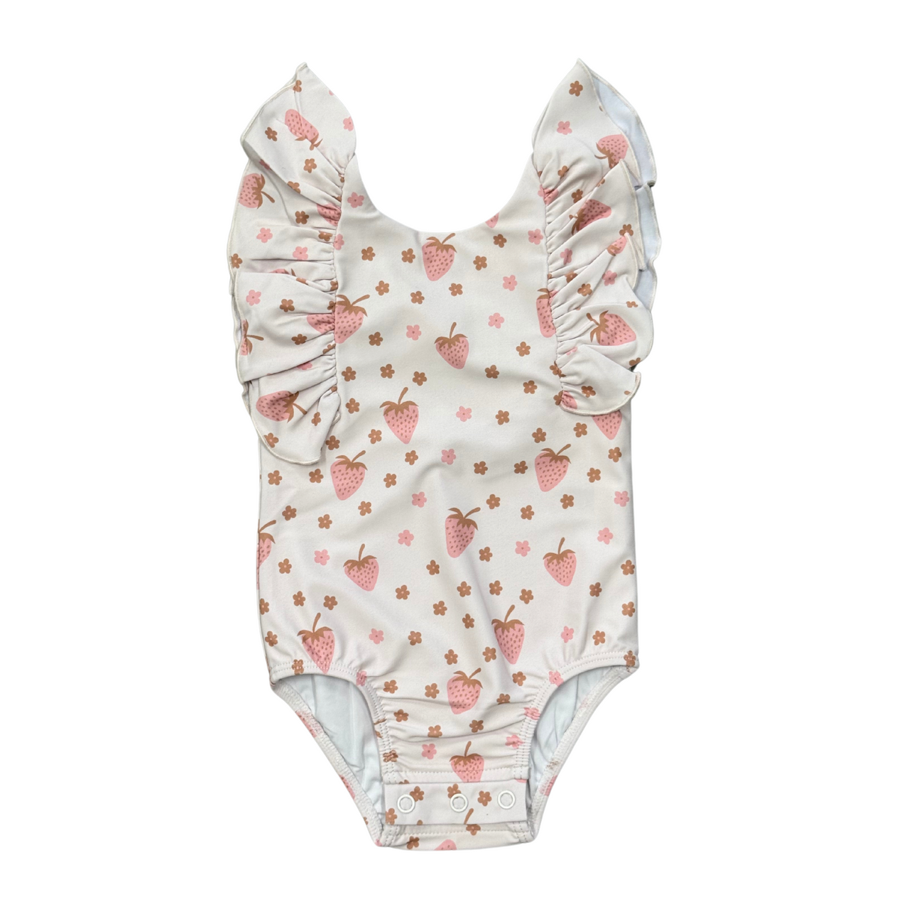 Girl's Ruffle Sleeve Cross Back Swimsuit | Strawberries