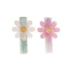 Daisy Pink and White Pearl Hair Clips
