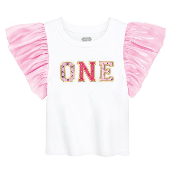 1st Birthday Bejeweled Flutter Sleeve Tee