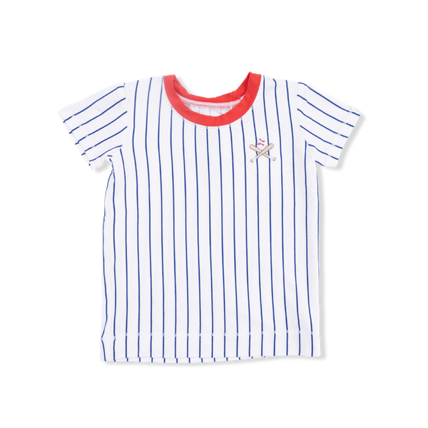 Short Sleeve Loungewear Short Set | Baseball Stripe