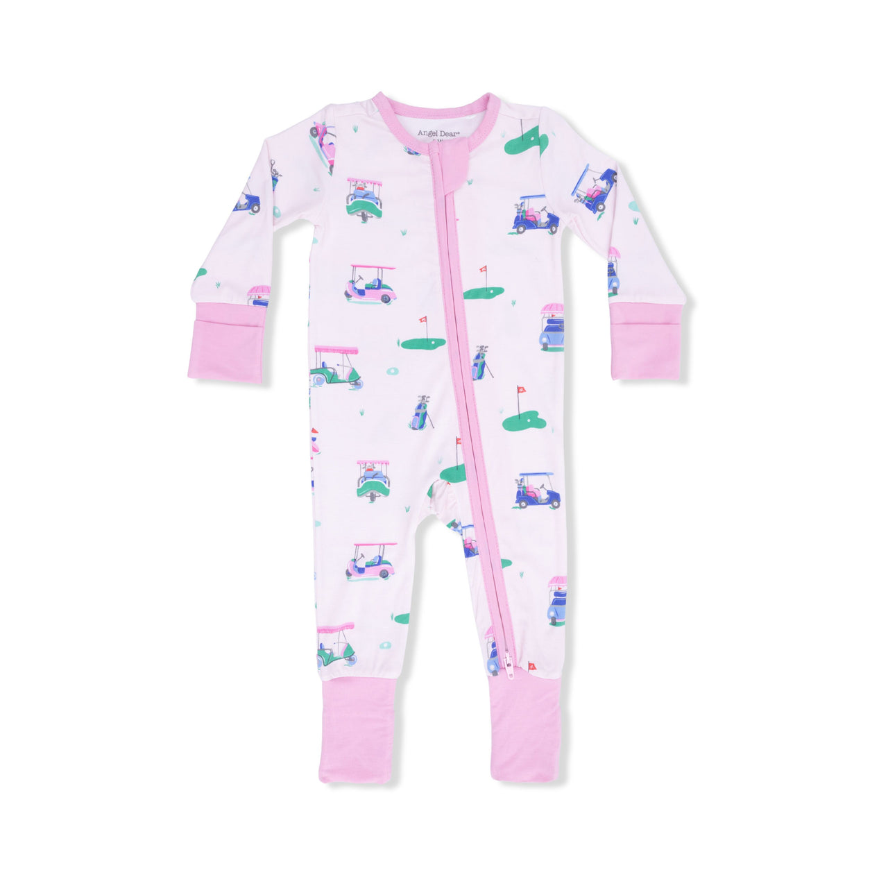 Convertible Zip Romper | Vintage Golf Carts Pink