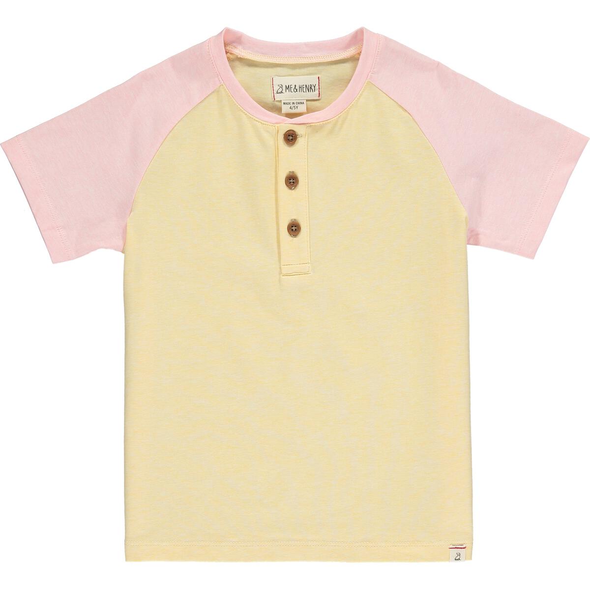 Beacon Raglan Block Henley | Yellow & Salmon