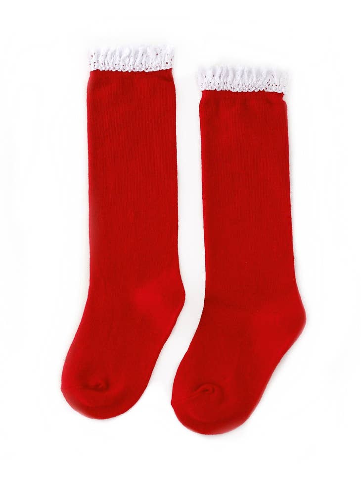 Santa Baby Lace Top Knee High Socks