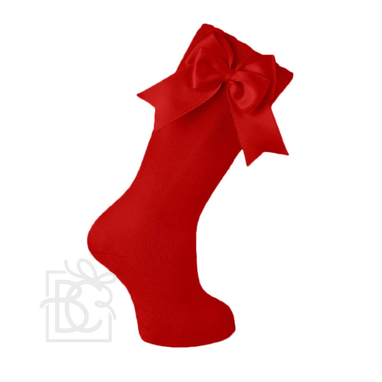 Cotton Knee Socks With Double Bow | Red