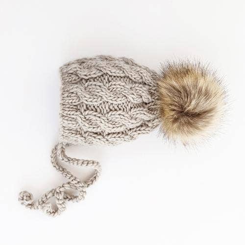 Aspen Cable Knit Bonnet Hat | Oatmeal or Pecan