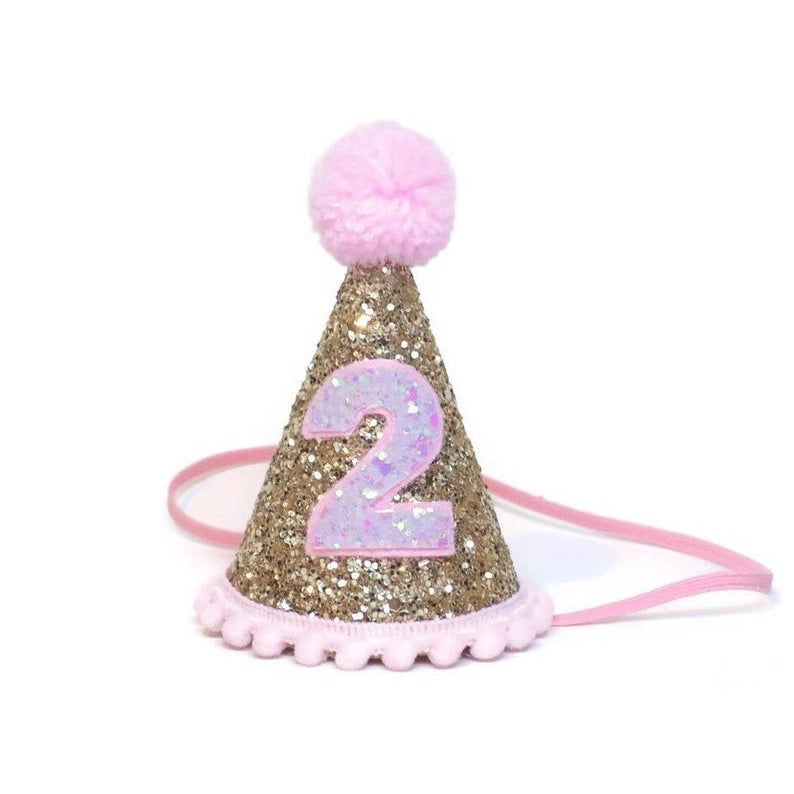 Birthday Gold and Light Pink Part Hat- 2