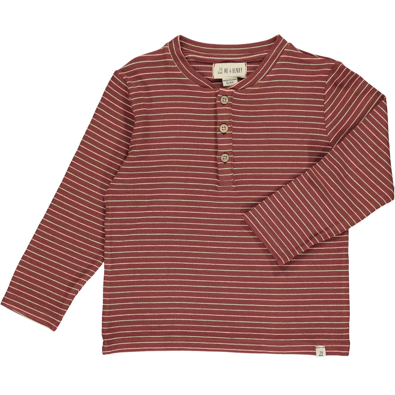 Adams Ribbed Shirt- Burgundy w/ Stripe