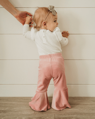 Lina Pleated Velour Bell Bottoms- Lollipop Pink