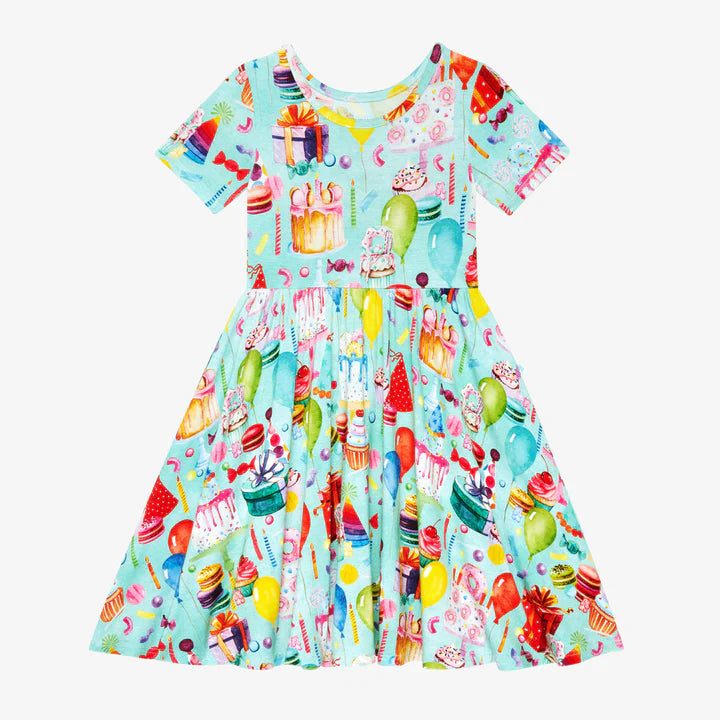 Happy Birthday- Short Sleeve Twirl Dress