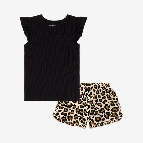 Lana Leopard- Ruffle Short Sleeve Shorts Set