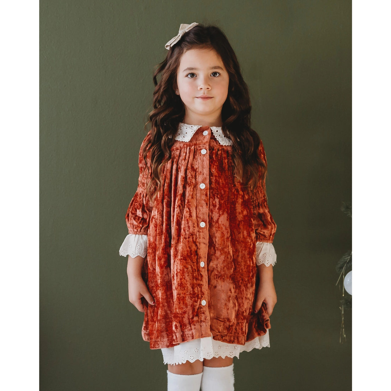 Ren & Rouge Rust Velvet Dress