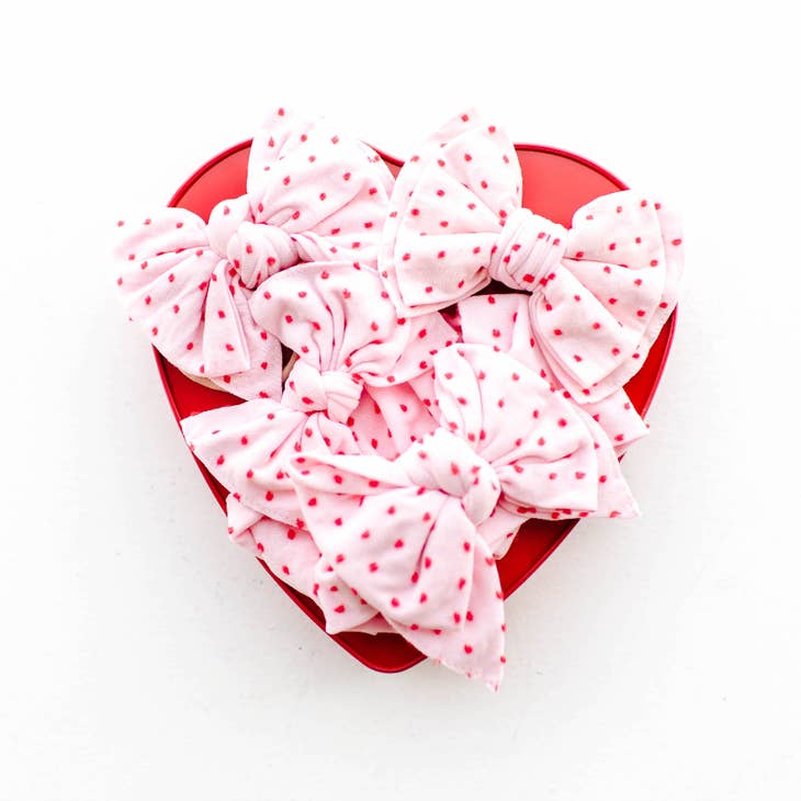 PATTERNED SHABBY KNOT: pink / red dot