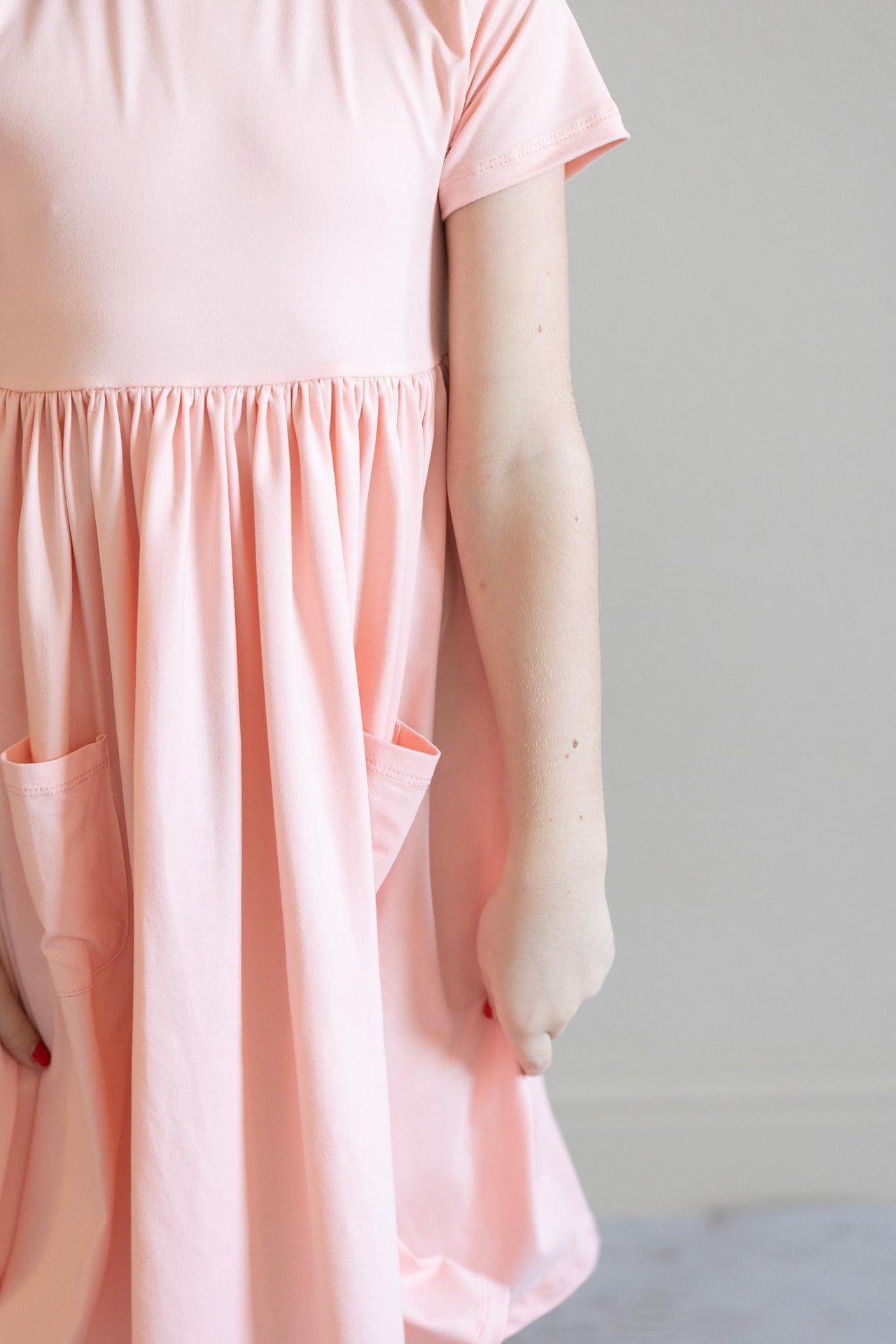 Peach S/S Pocket Twirl Dress