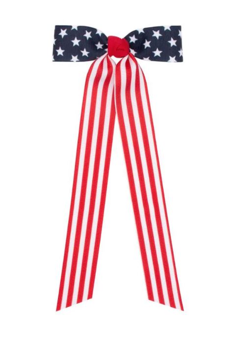 Patriotic Stars & Stripes Streamer Hair Bow