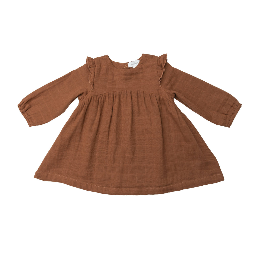 Shoulder Ruffle Dress | Brown