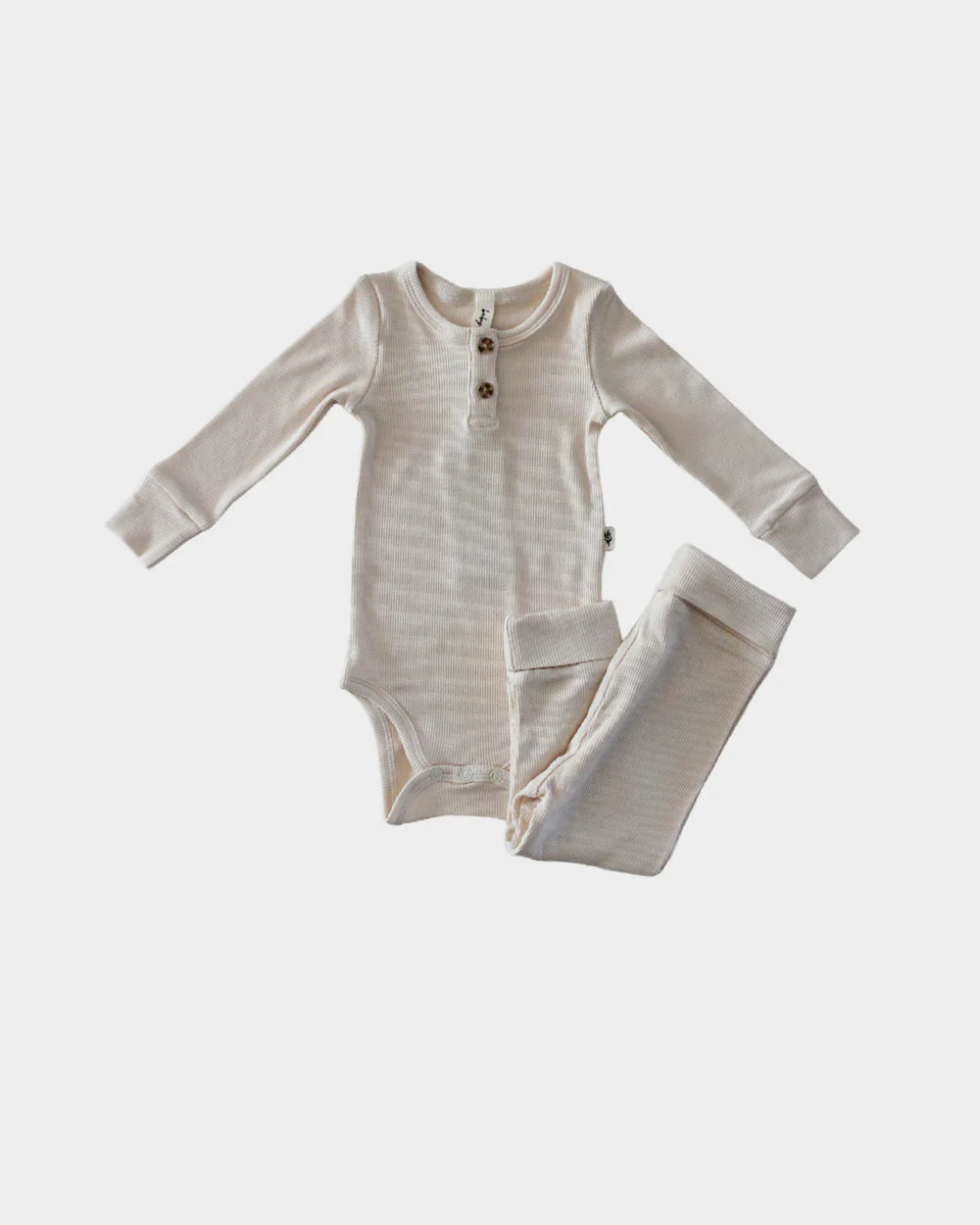 Ribbed Henley Bodysuit & Pant Set | Cream